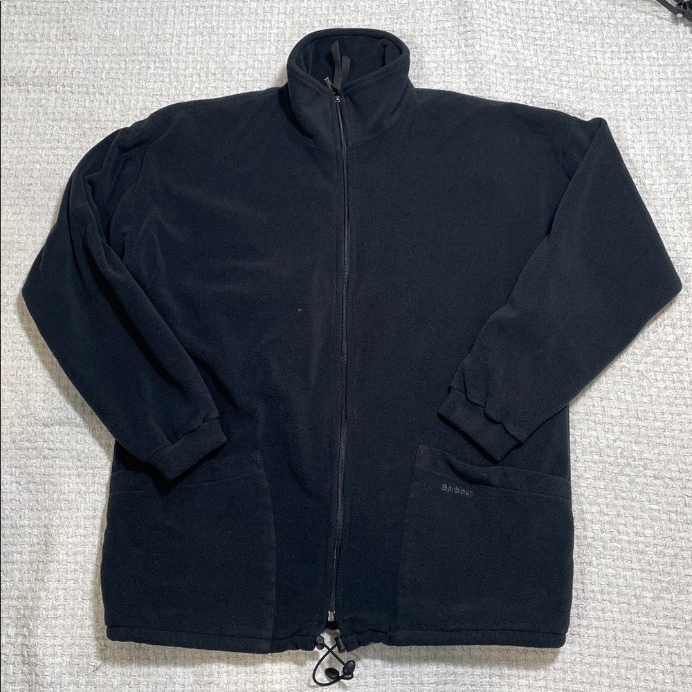 Mens Barbour Langdale Fleece Plaid Lined Jacket Coat Black Zip Up Size Large - Picture 6 of 15